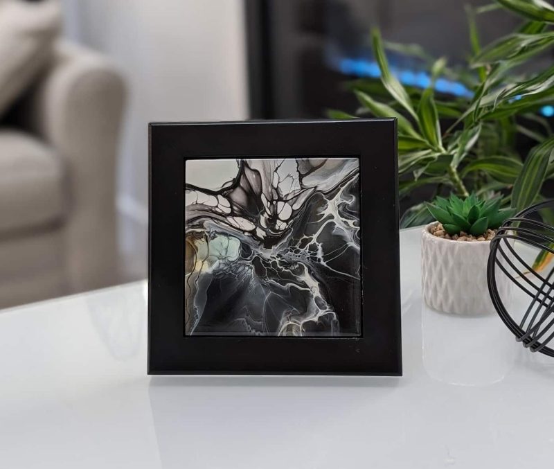 Framed original abstract art for desktop or shelf
